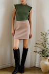 Mock Neck Ruffle Sleeve Ribbed Top
