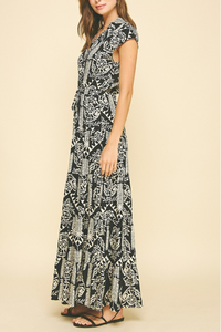 Jungle Print Tiered Maxi Dress