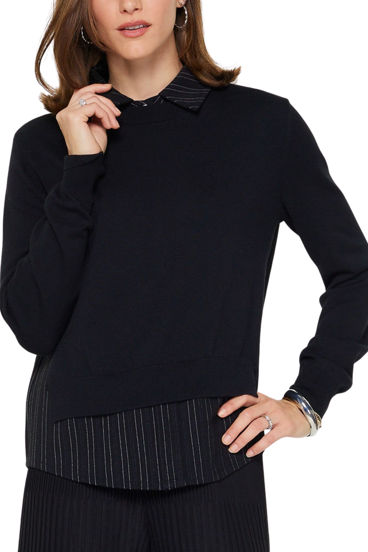 Woven Combo Sweater Shirt