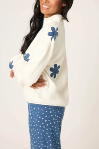 P.J. Salvage Cozy Life Floral Quarter-Zip Sweater