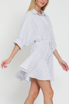 3/4 Sleeve Tie Front Mini Dress