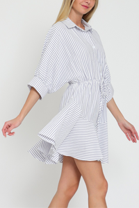 3/4 Sleeve Tie Front Mini Dress