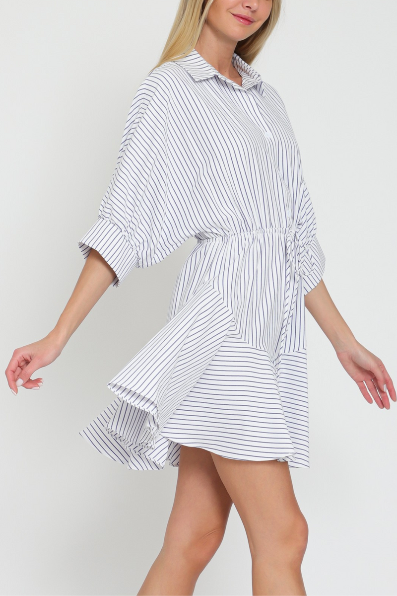 3/4 Sleeve Tie Front Mini Dress