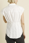 Pleated Cap Sleeve Blouse