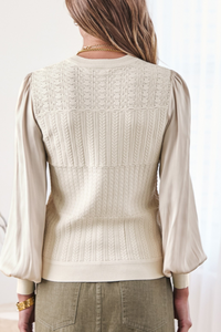 Woven Sleeve Combo Sweater Top