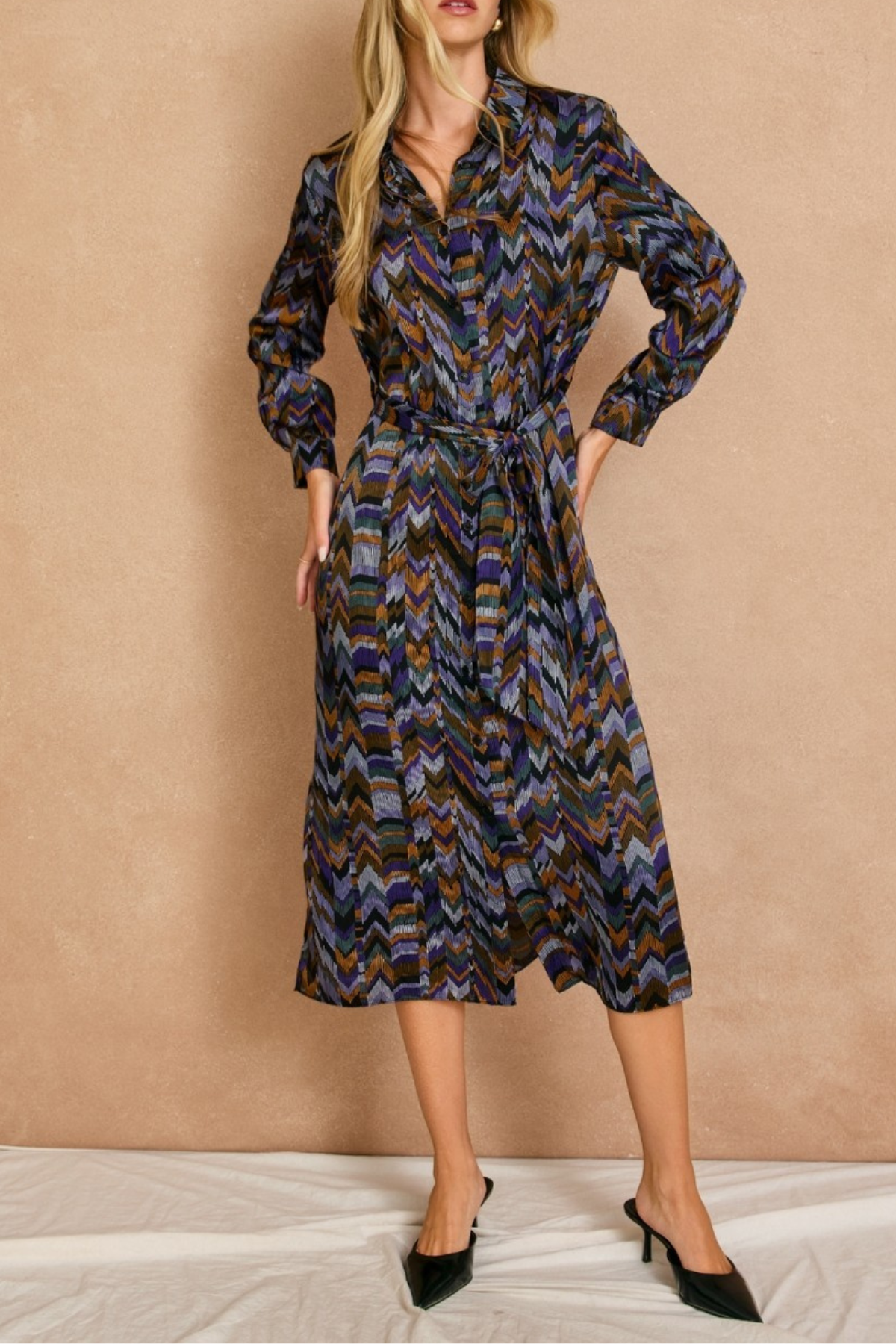 Roll With It Satin Shirt Dress