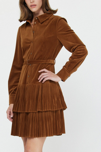 Pleated Tiered Mini Dress