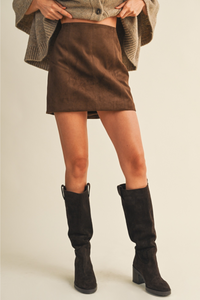 Fitted Suede Mini Skirt