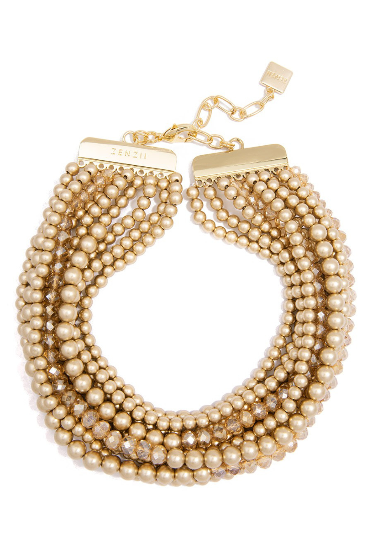 Metallic And Crystal Beaded Collar Necklace