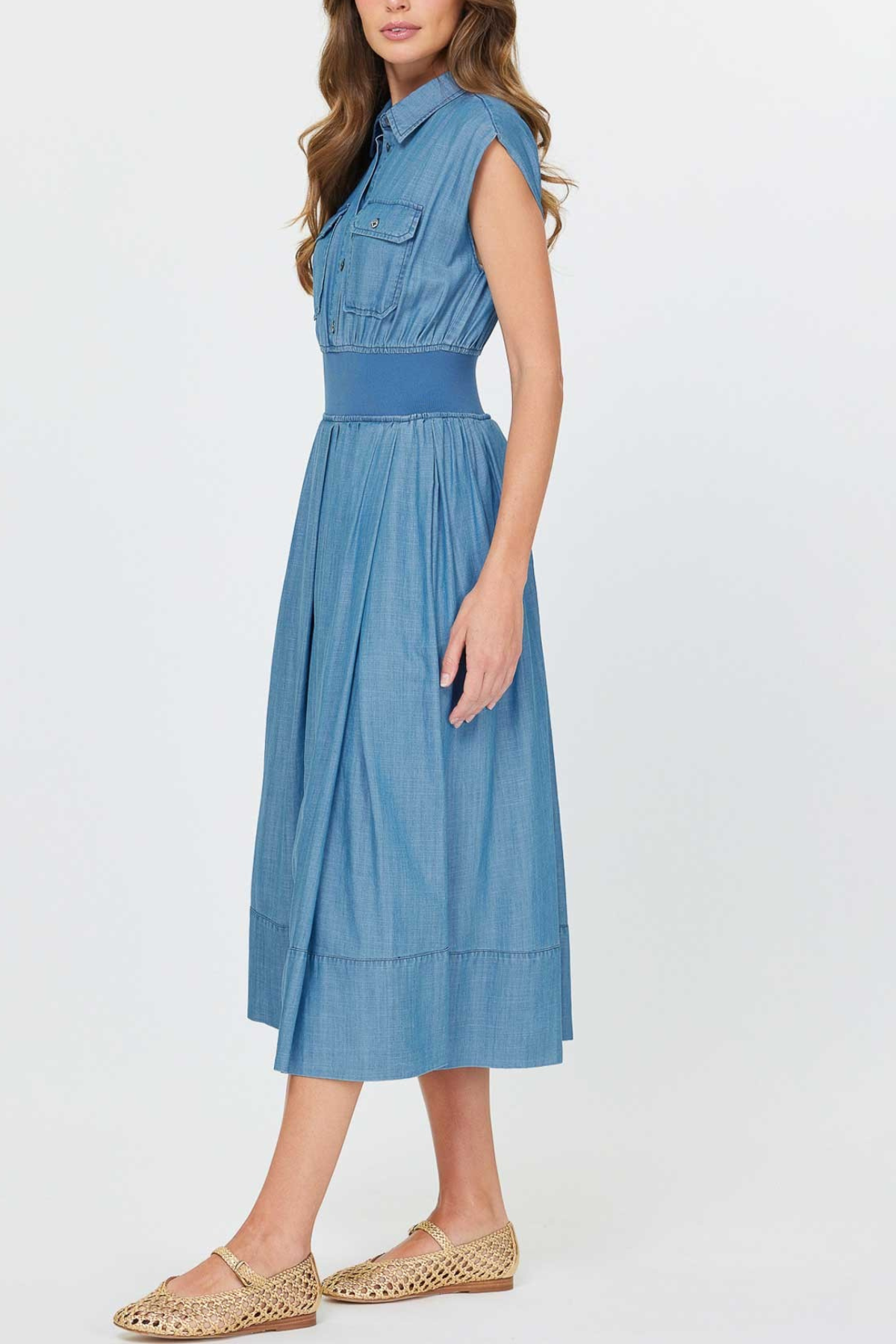 Cap Sleeve Midi Shirt Dress