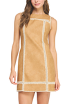 Whipstitch Crochet Detail Faux Leather Mini Dress