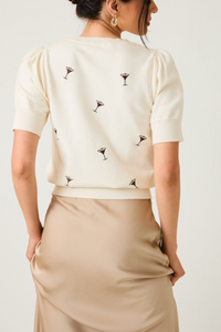 Espresso Martini Embroidered Knit Top