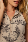 Greyson Moon Diamond Sleeveless Vesta Mock Neck Top