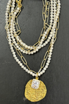 Double Strand Crystal And Pendant Necklace