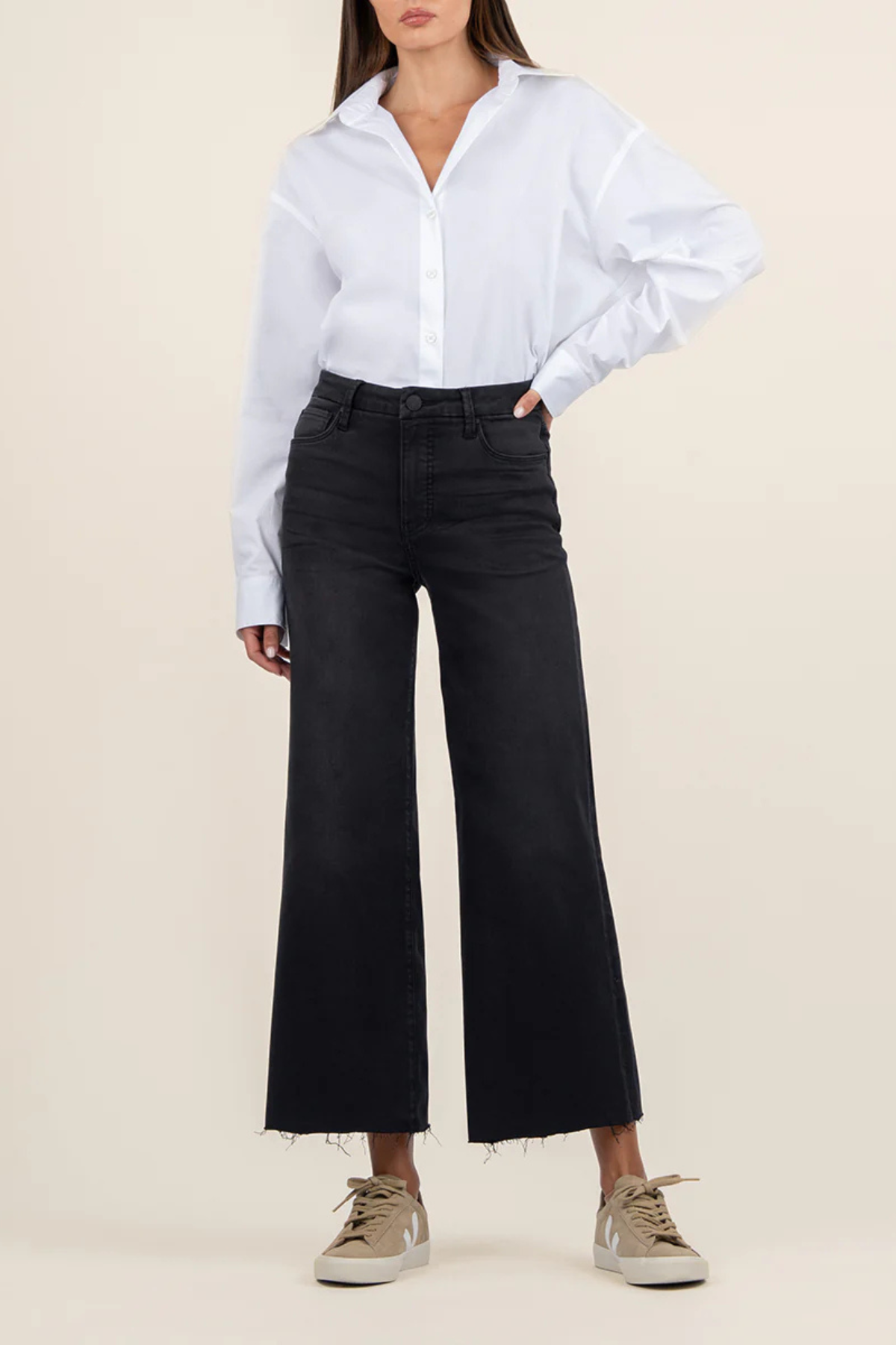 Kut Meg High Rise Wide Leg Raw Hem Jeans