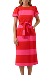 Lolli Stripe Senidy Puff Sleeve Midi Dress