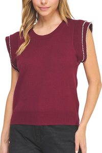 Pearl Trim Sweater Top