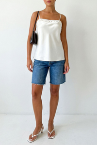 Scallop Lace Trim Satin Cami Top