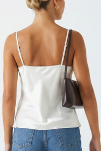 Scallop Lace Trim Satin Cami Top