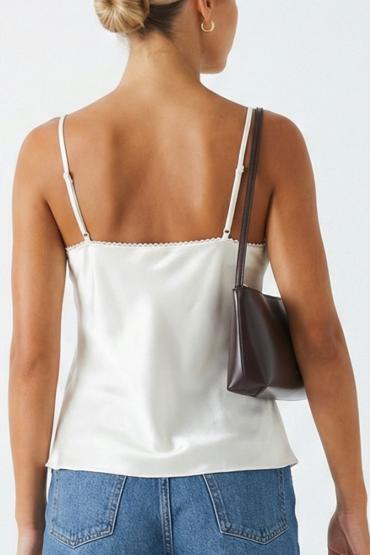 Scallop Lace Trim Satin Cami Top