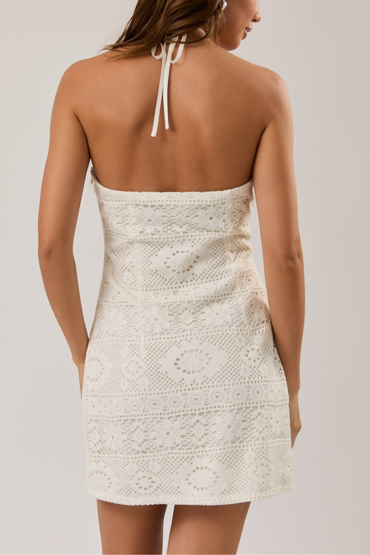 Halter Crochet Trim Dress