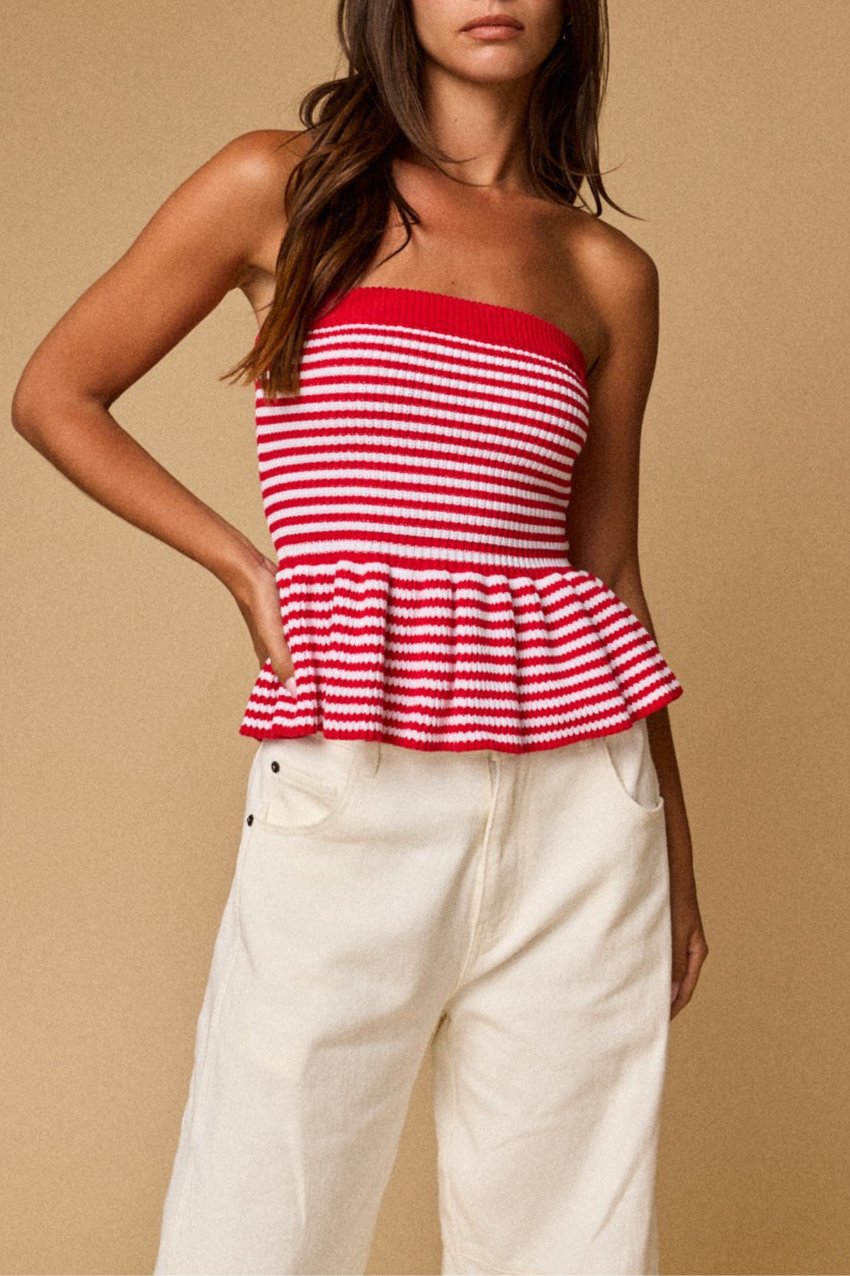 Striped Knit Tube Top