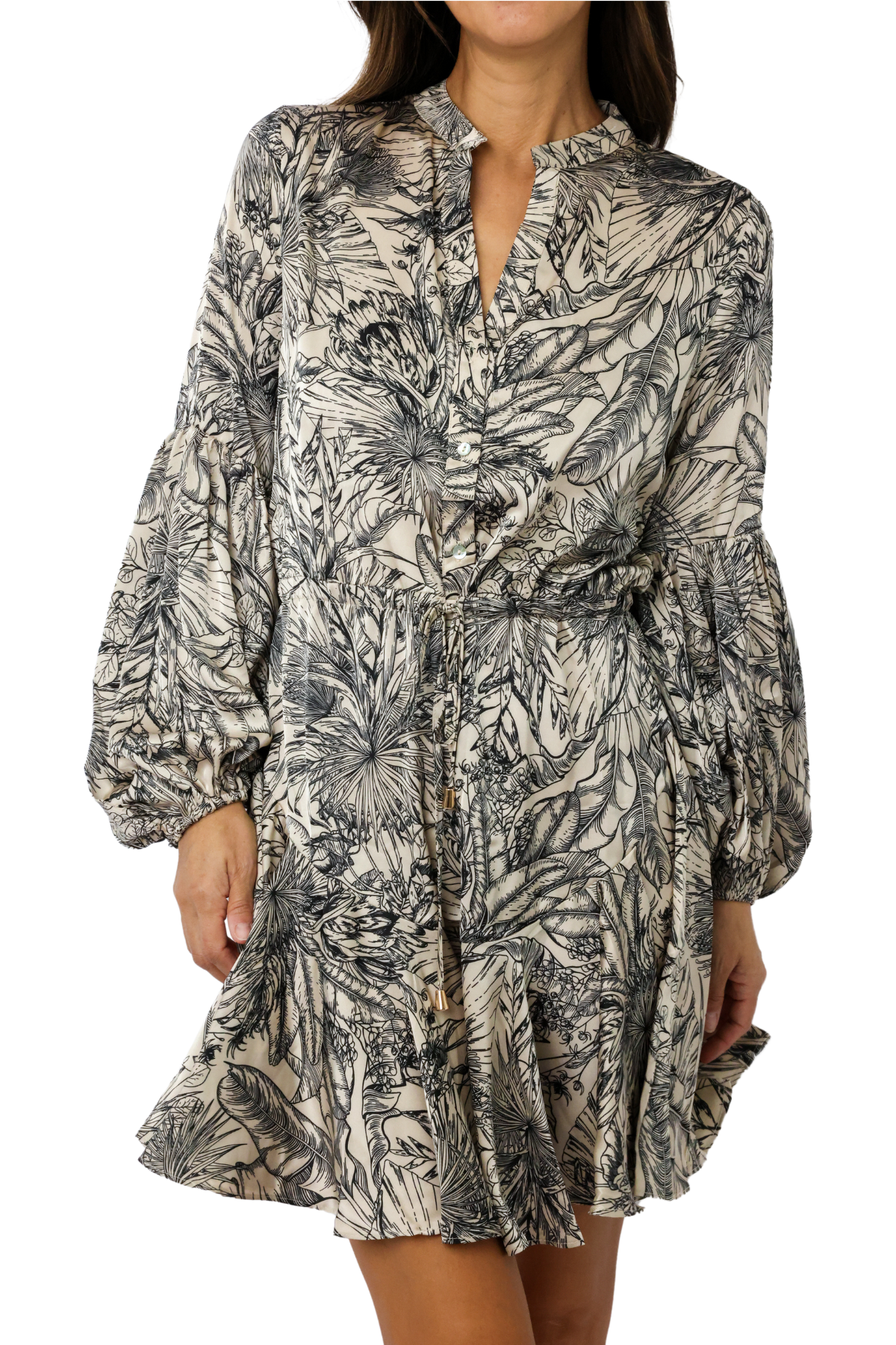Long Sleeve Button Down Mini Dress