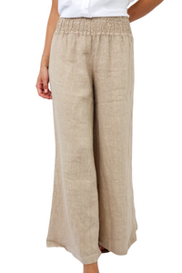 Milio Milano Smocked Linen Palazzo Pant