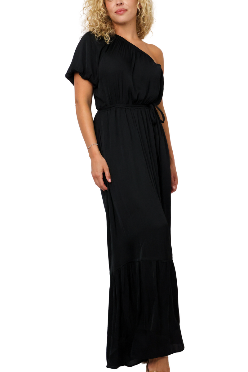 One Shoulder Gathered Maxi Dress
