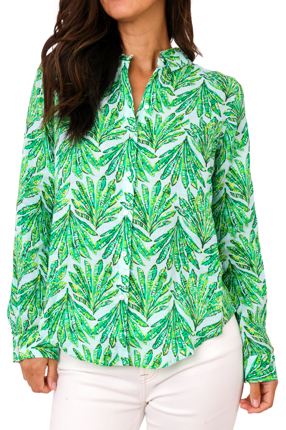 Lilly Pulitzer Sea View Linen Button Down Top