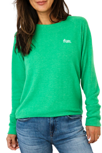 Embroidered Fun Lightweight Brushed Fleece Pullover Sweater