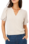 Michael Stars Quinn Puff Sleeve Ribbed Top