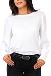Smocked Cuff Shirred Long Sleeve