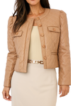 J.Society Faux Leather Cropped Quilted Jacket