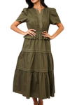 THML Short Sleeve Tiered Midi Dress