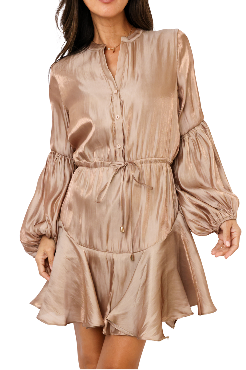 Long Sleeve Tie Mini Dress