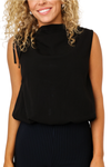 Cinched Mock Neck Sleeveless Top