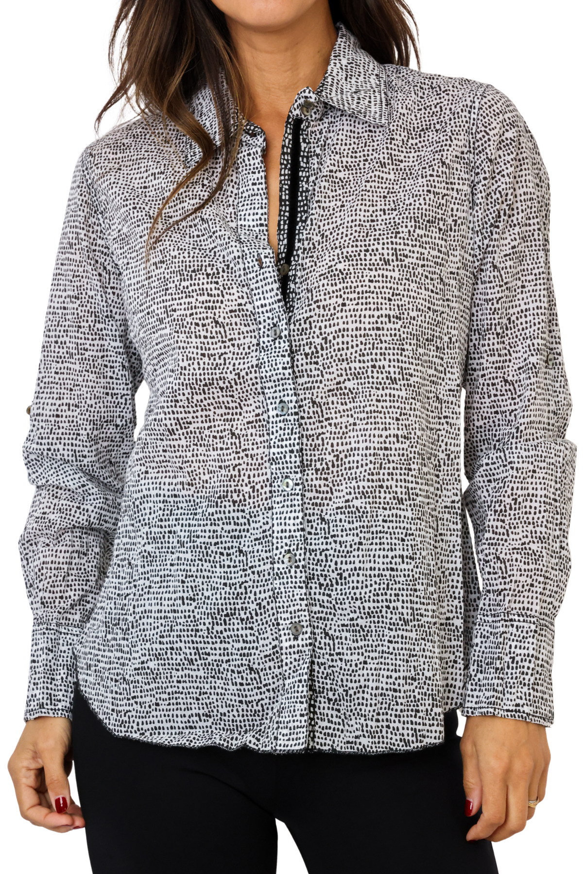 Cino Zanzibar Dot White Button Down Shirt