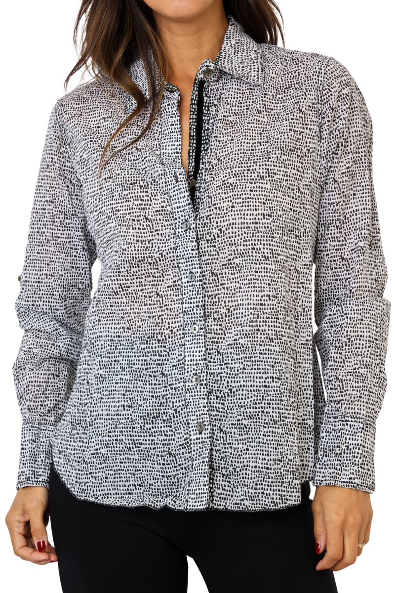 Cino Zanzibar Dot White Button Down Shirt