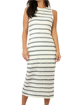 Stripe Sleeveless Midi Dress
