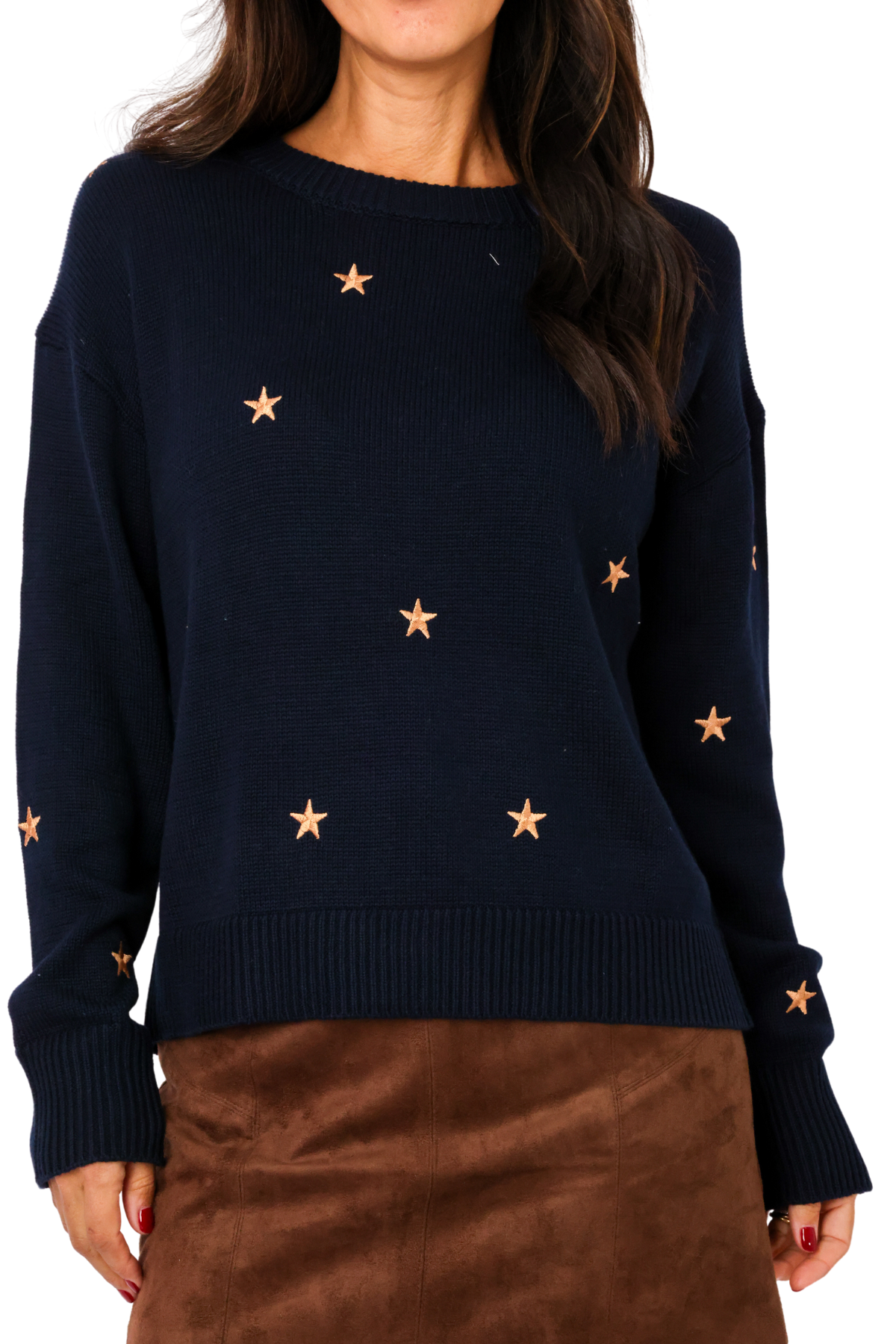 Embroidered Scattered Stars Sweater