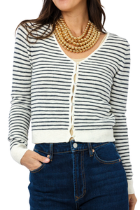 Lexi Stripe Cropped Vneck Cardigan