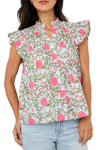 THML Flutter Sleeve Button Up Top