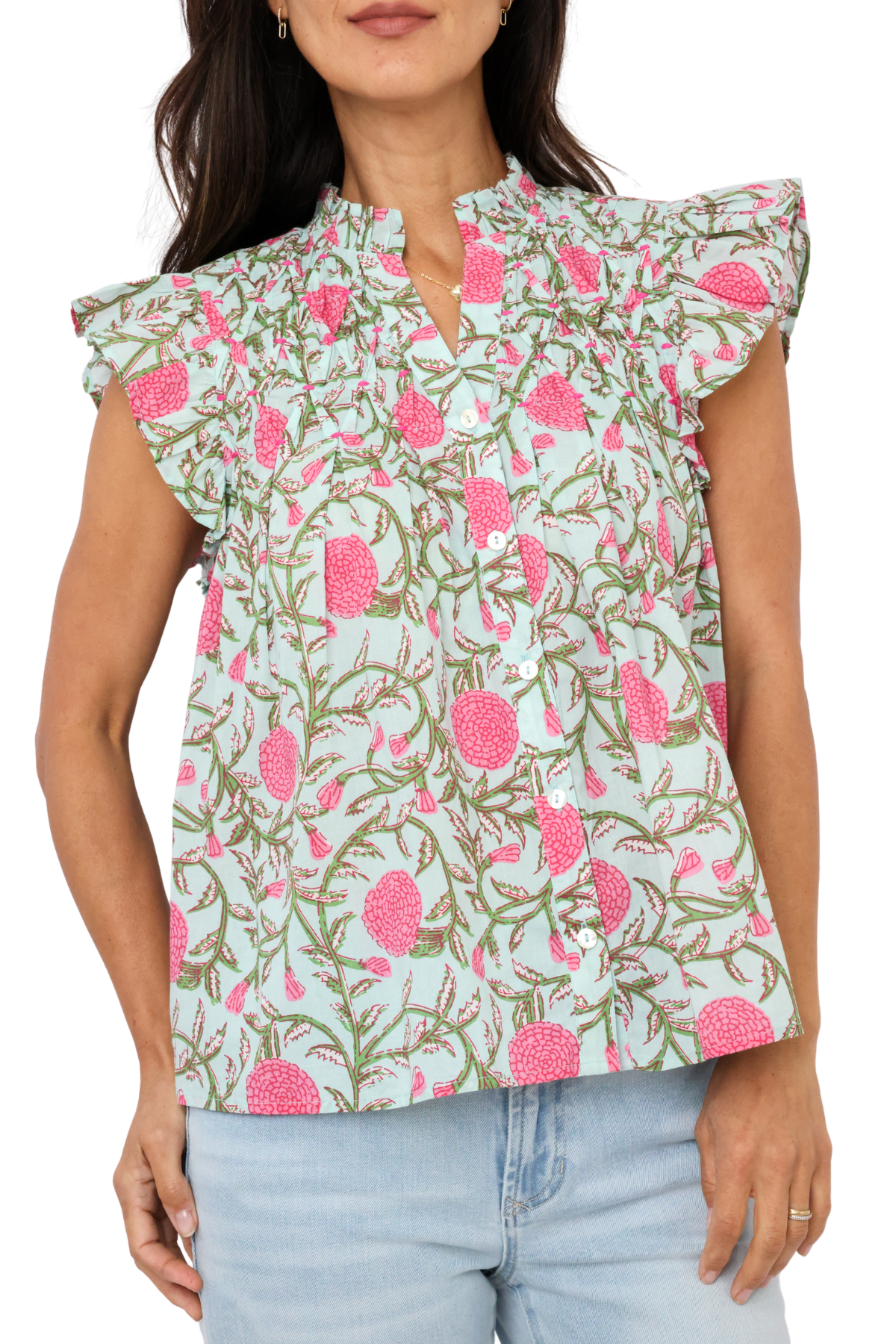THML Flutter Sleeve Button Up Top