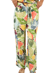 Tropical Fruit Print Flowy Pants