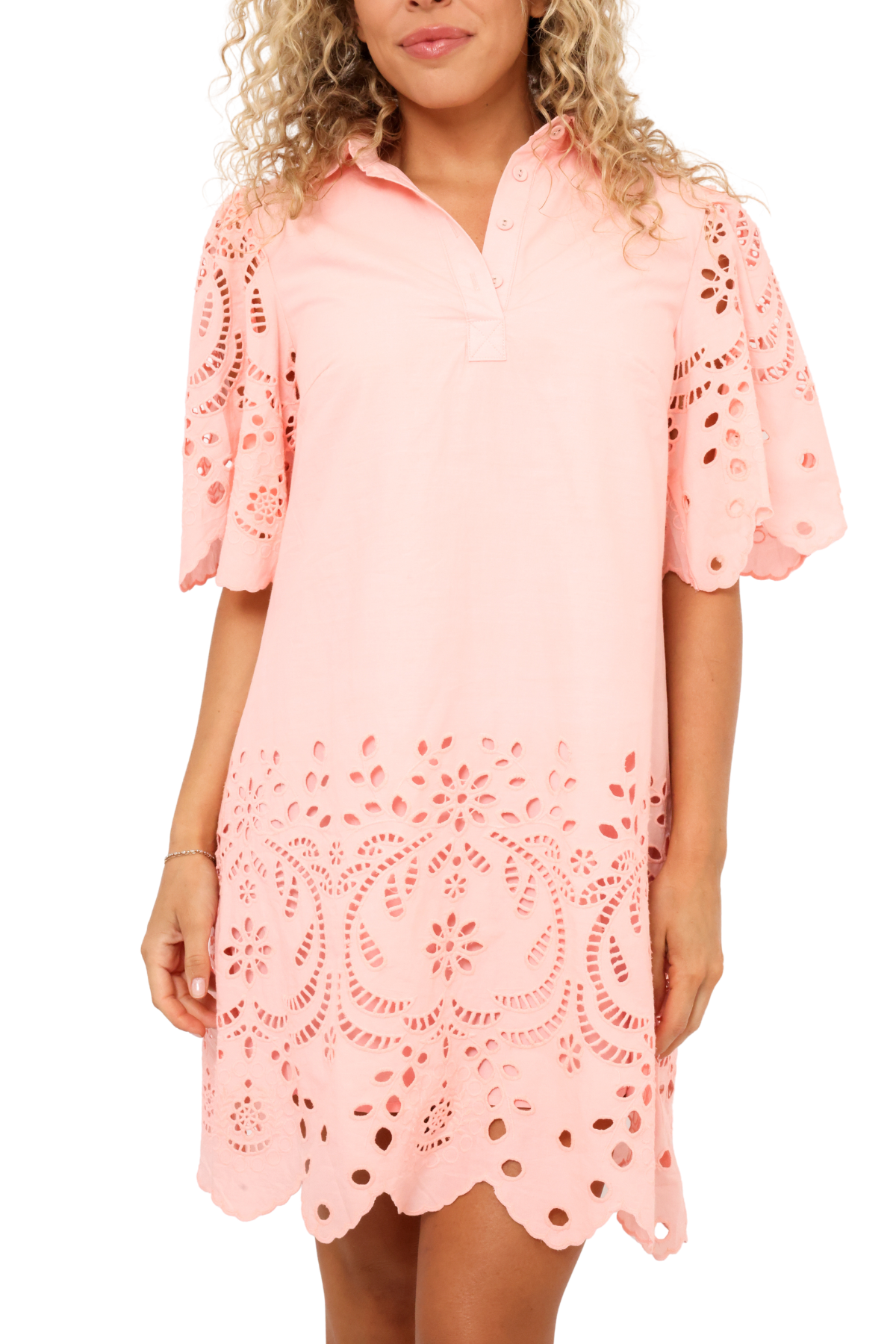 Scallop Embroidered Mini Dress