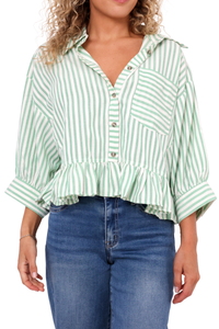 Oversized Stripe Button Down Shirt