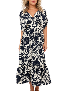 Tropical Print Midi Dress