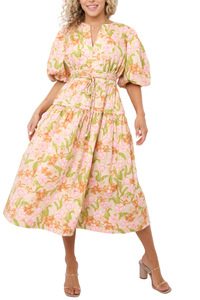 Puff Sleeve Midi Dress