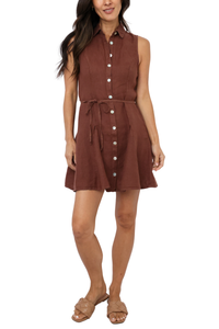 Bella Dahl Sleeveless Seamed Shirt Dress